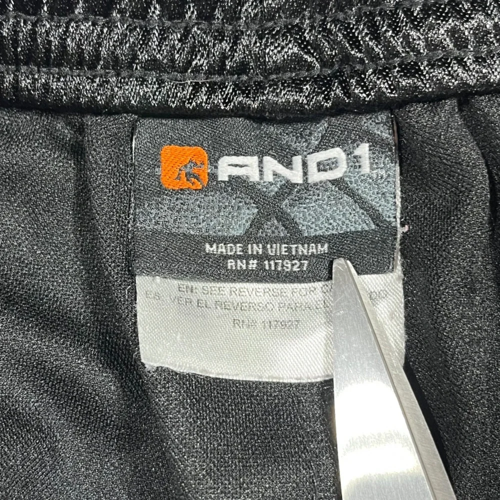 AND1 Dazzle Black Satin Basketball Shorts Athletic Mens XL Streetwear Hip Hop